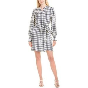 Joie Blandina Windowpane Shirt Dress Tie Waist Size XS